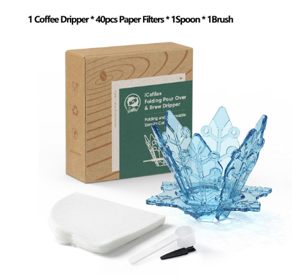 Portable Foldable Coffee Dripper with v60 Paper Filter Mini Hand Punch Collapsible Coffee Filter Drip Rack for Outdoor Camping