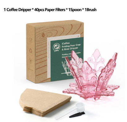 Portable Foldable Coffee Dripper with v60 Paper Filter Mini Hand Punch Collapsible Coffee Filter Drip Rack for Outdoor Camping