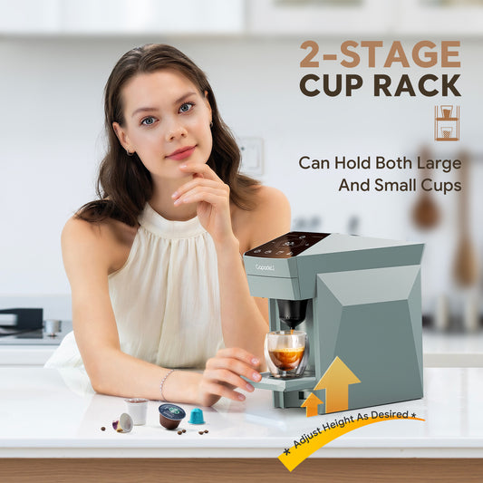 Capadeli 4in1 Capsule Coffee Machine Multiple Espresso Cafetera Coffee Maker Fits Dolce Gusto Nespresso Capsule & Ground Coffee