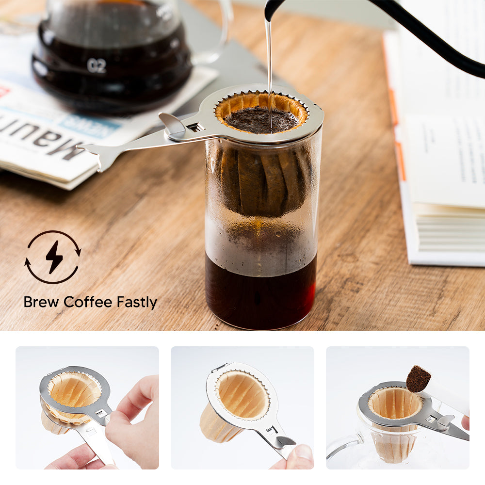 I cafilas Reusable Coffee Filter Cups Espresso Coffee Drip Tool Paper Filters Stainless Steel Coffee Driper Outdoor / Office DIY