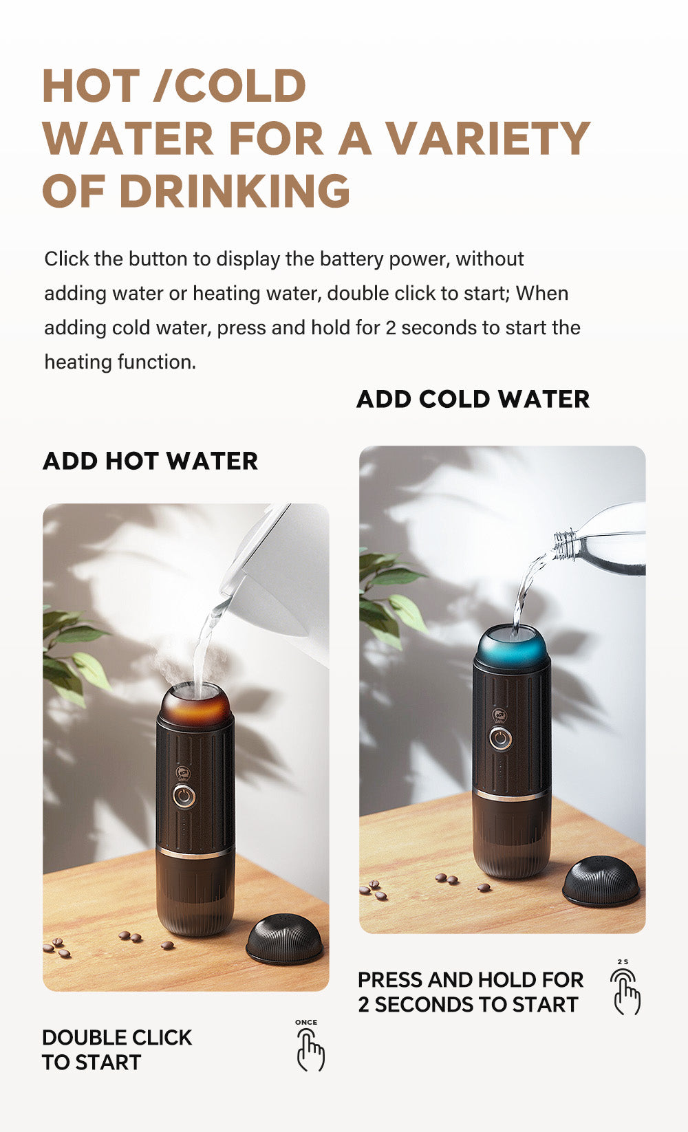 I Cafilas Portable Coffee Machine 19Bar High Pressure Expresso Coffee Maker Self-Heating Electric Fit Nexpresso Pod Capsule Coffee Powder