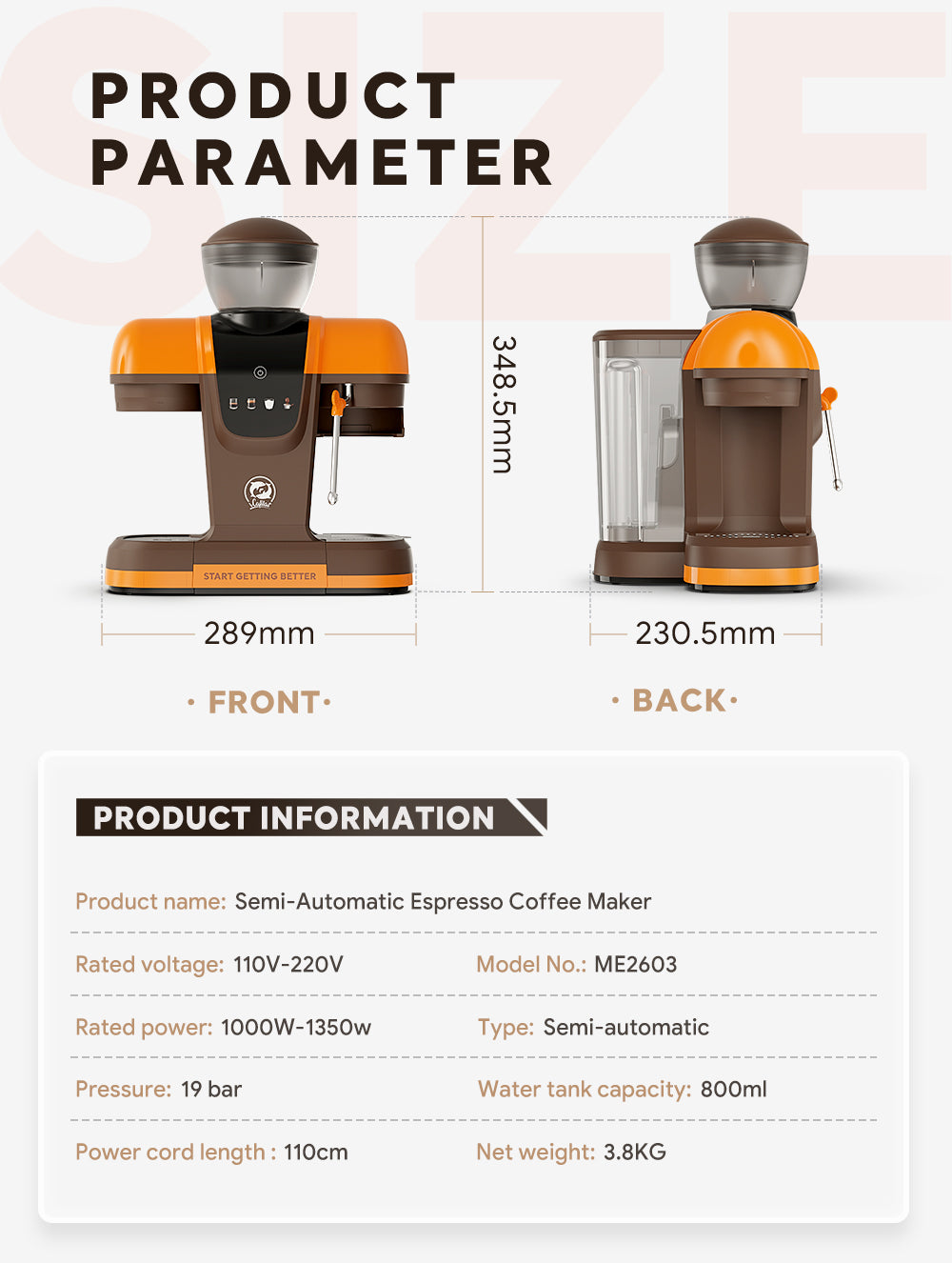 I Cafilas 19Bar Semi Automatic Italian Coffee Machine Household Small Fully Integrated Milk Foam Machine