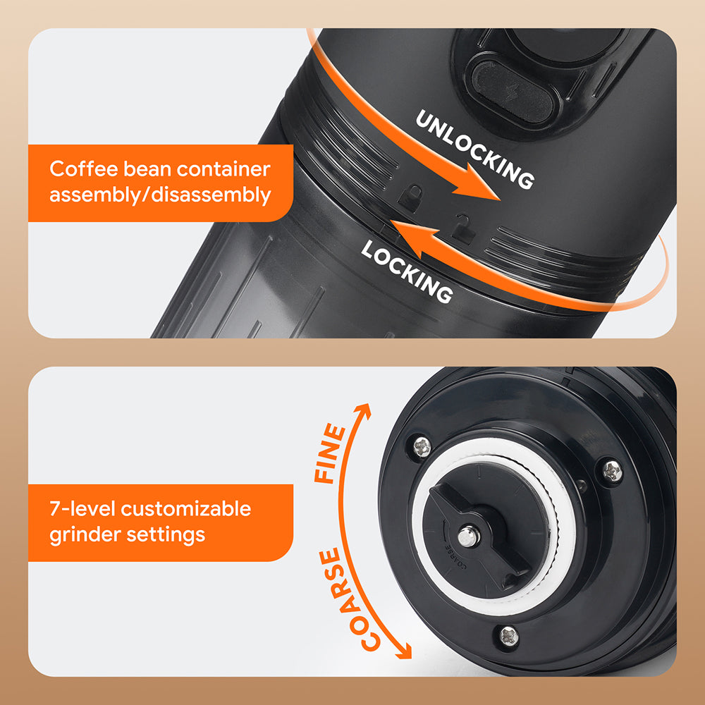 I Cafilas Portable Rechargeable Electric Coffee Grinder with Adjustable Grind Settings for Office, Travel, and Outdoor Coffee Making