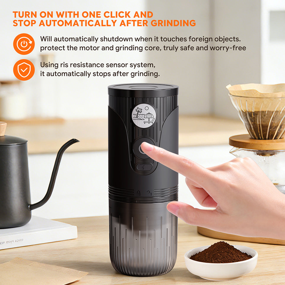 I Cafilas Portable Rechargeable Electric Coffee Grinder with Adjustable Grind Settings for Office, Travel, and Outdoor Coffee Making