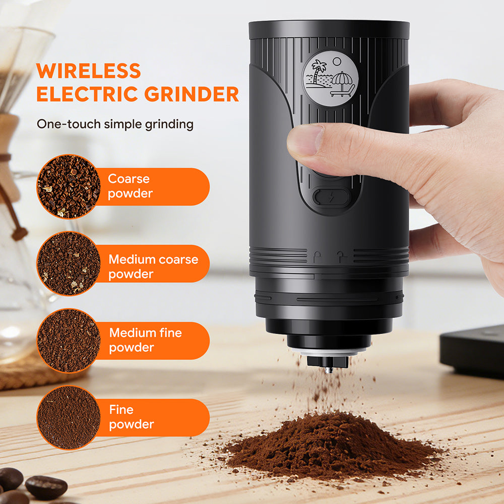 I Cafilas Portable Rechargeable Electric Coffee Grinder with Adjustable Grind Settings for Office, Travel, and Outdoor Coffee Making