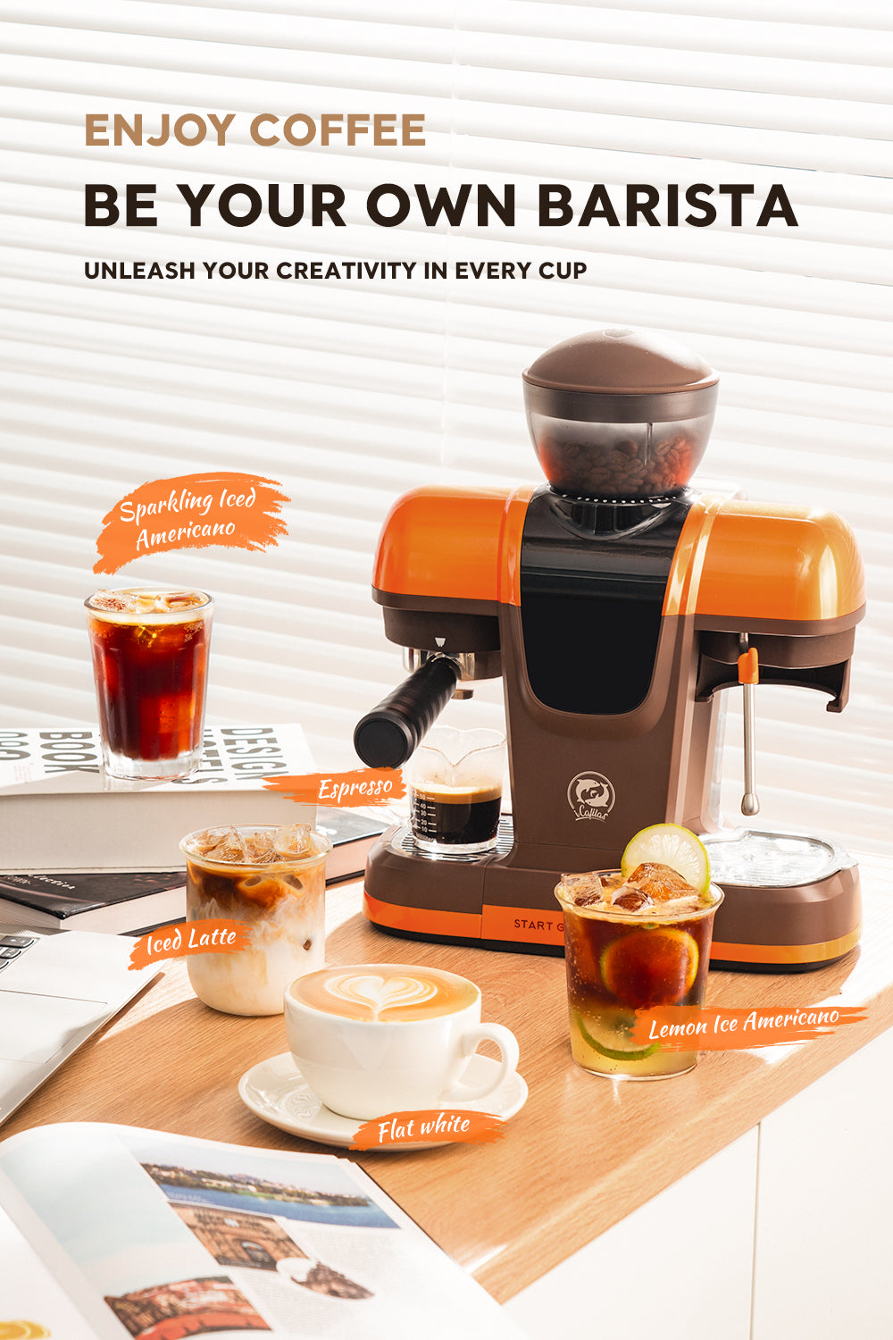 I Cafilas 19Bar Semi Automatic Italian Coffee Machine Household Small Fully Integrated Milk Foam Machine