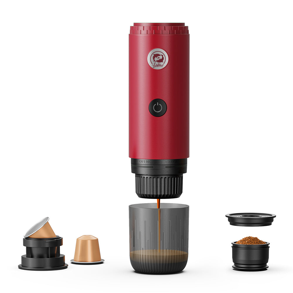 I  Cafilas 3-in-1 Wireless Electric Portable Espresso Coffee Machine for Car & Home Camping Coffee Maker Capsule Powder Travel Coffee Maker