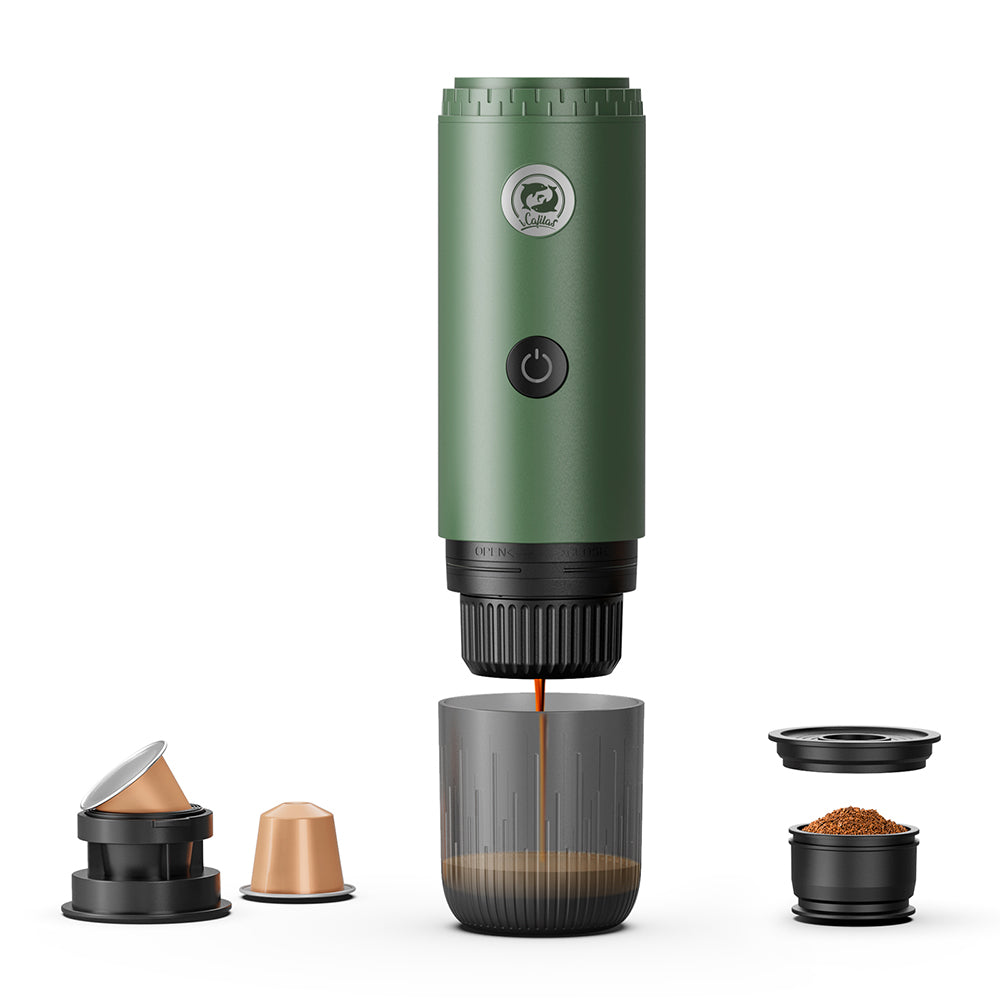 I  Cafilas 3-in-1 Wireless Electric Portable Espresso Coffee Machine for Car & Home Camping Coffee Maker Capsule Powder Travel Coffee Maker