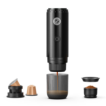 I  Cafilas 3-in-1 Wireless Electric Portable Espresso Coffee Machine for Car & Home Camping Coffee Maker Capsule Powder Travel Coffee Maker