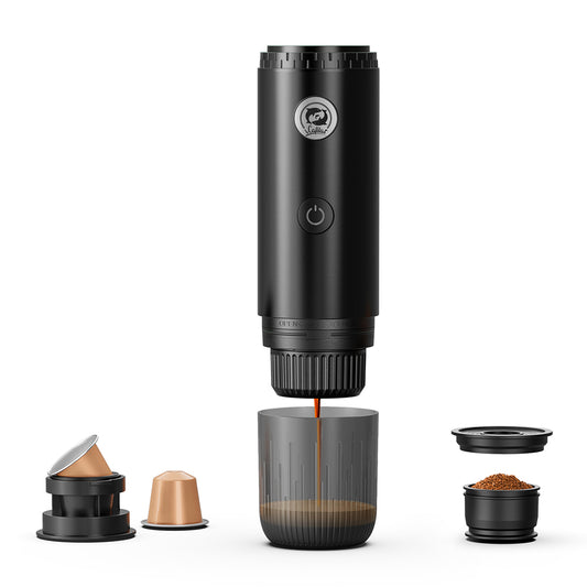 I  Cafilas 3-in-1 Wireless Electric Portable Espresso Coffee Machine for Car & Home Camping Coffee Maker Capsule Powder Travel Coffee Maker