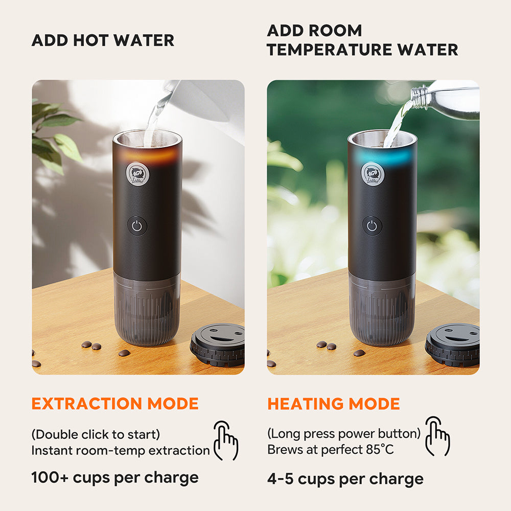 I  Cafilas 3-in-1 Wireless Electric Portable Espresso Coffee Machine for Car & Home Camping Coffee Maker Capsule Powder Travel Coffee Maker