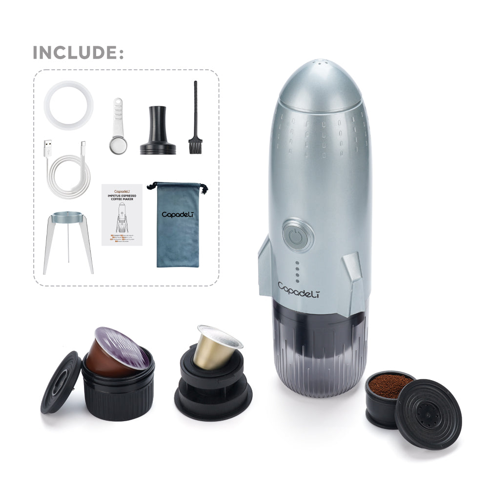 3-in-1 Espresso Coffee Maker 19 Bar Automatic Heating Portable Coffee Machine for Outdoor Camping Car Fit Powder/Nes*/DG Capsule grey