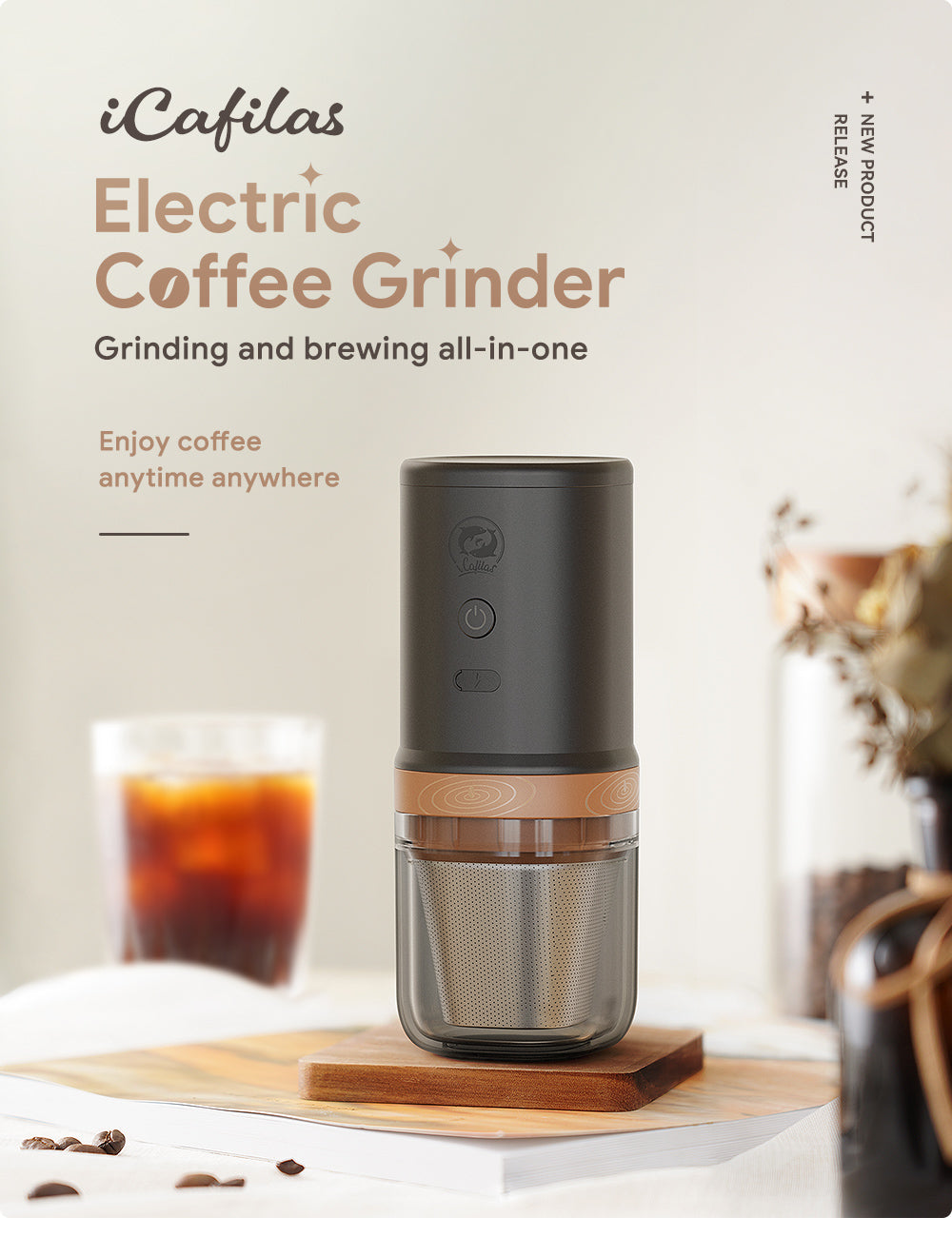 New Upgraded Automatic Portable Electric Coffee Grinder Can Grind Grains and Beans Drip Machine USB Charger