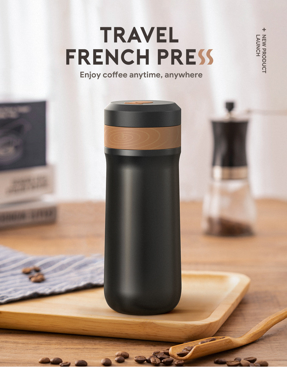 New icafilas Travel Coffee Maker French Press Stainless Steel Espresso Coffee Machine High Quality Insulated Coffee Tea Bottle