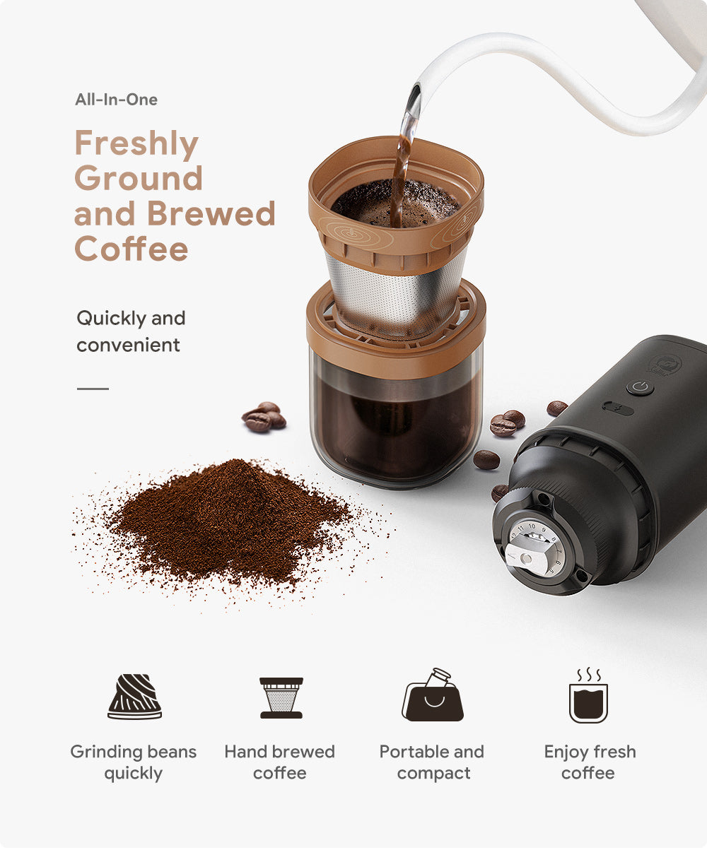 New Upgraded Automatic Portable Electric Coffee Grinder Can Grind Grains and Beans Drip Machine USB Charger