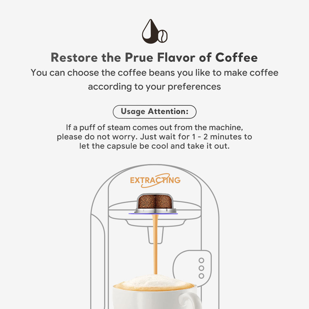 60/180/200/220ml Reusable Coffee Capsule Pods Stainless Steel Refillable Filter Compatible with Bosch Tassimo