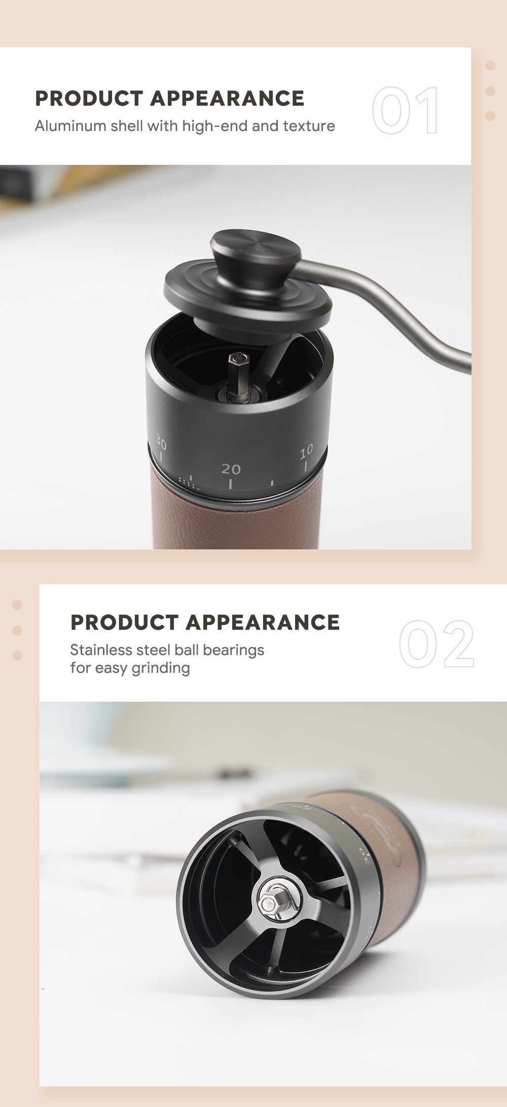 i Cafilas manual coffee grinder portable mill 420stainless steel 30g Coffee Power Titanium plating burr