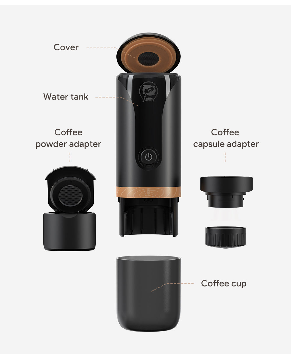 iCafilas Portable Coffee Machine Expresso Coffee Maker Fit Nexpresso Dolce Pod Capsule Coffee Powder for Car & Home USB DC12V