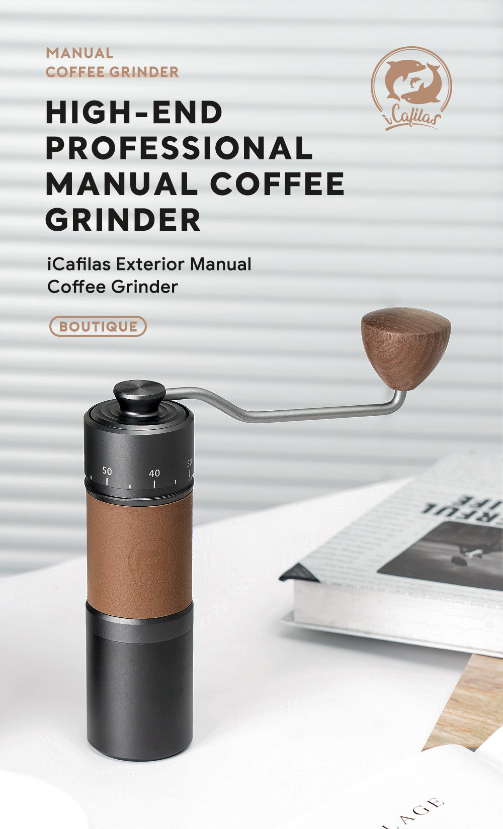 i Cafilas manual coffee grinder portable mill 420stainless steel 30g Coffee Power Titanium plating burr