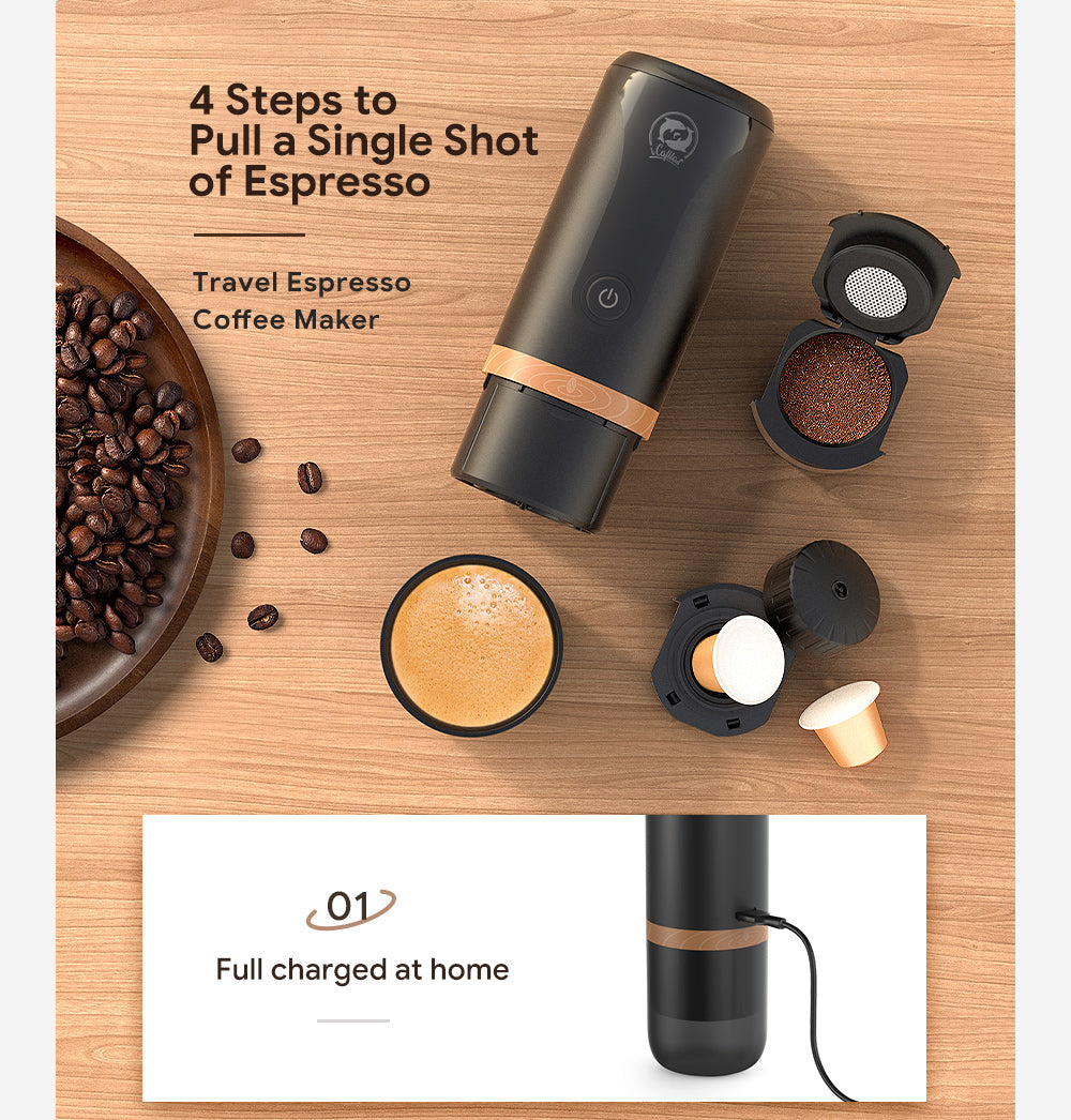iCafilas Portable Coffee Machine Expresso Coffee Maker Fit Nexpresso Dolce Pod Capsule Coffee Powder for Car & Home USB DC12V