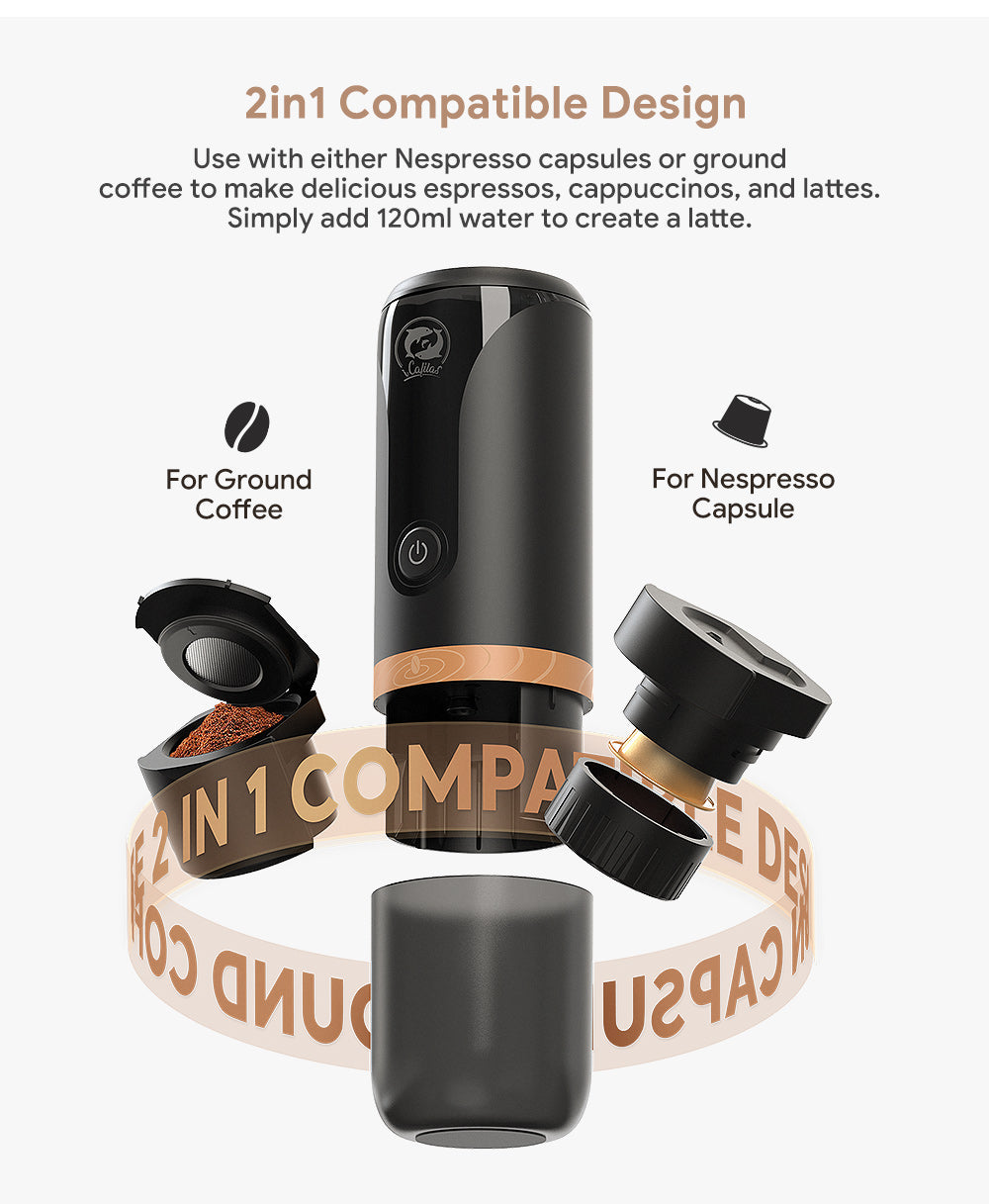 Portable Nespresso or Ground Coffee Capsule Coffee Maker Car 