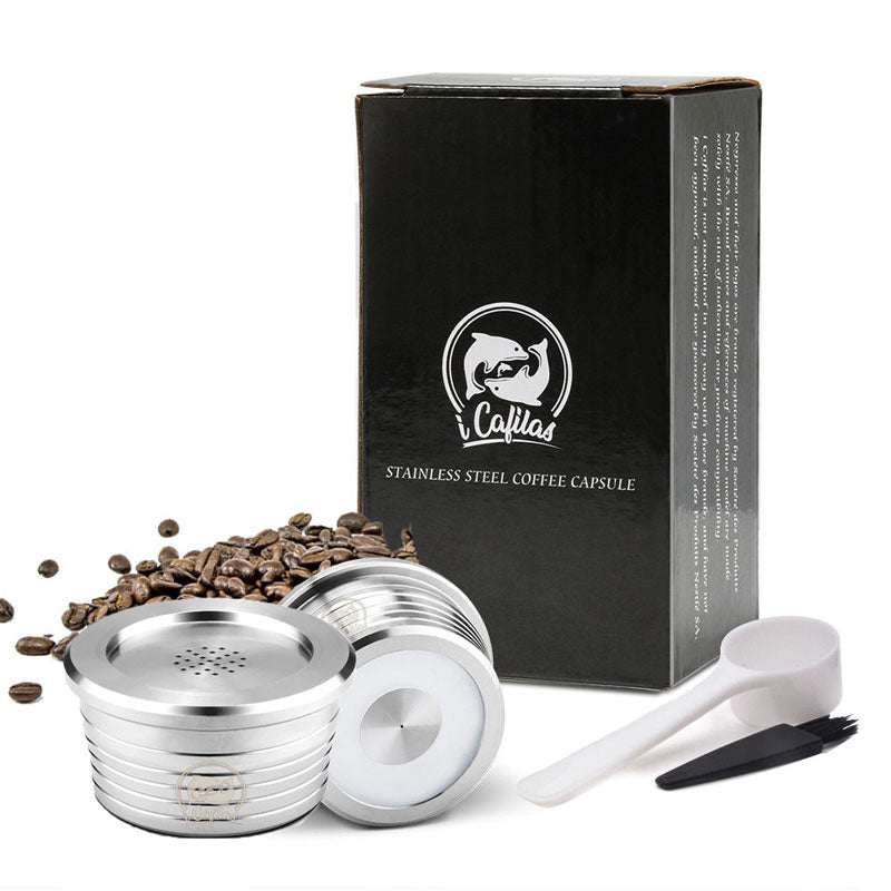 Stainless steel Refillable Coffee Capsule Pod Filter Dripper Tamper Compatible with DELTA Q/ Coffee Machine