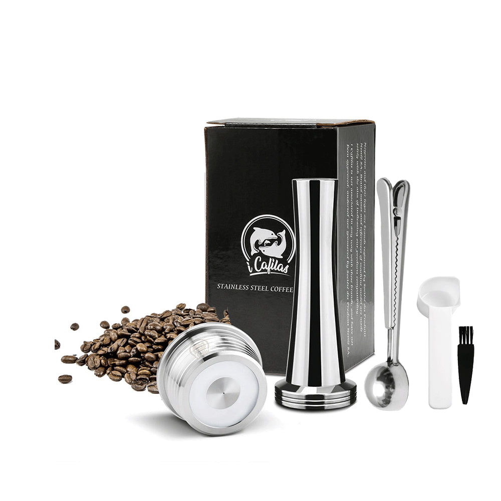 Stainless steel Refillable Coffee Capsule Pod Filter Dripper Tamper Compatible with DELTA Q/ Coffee Machine