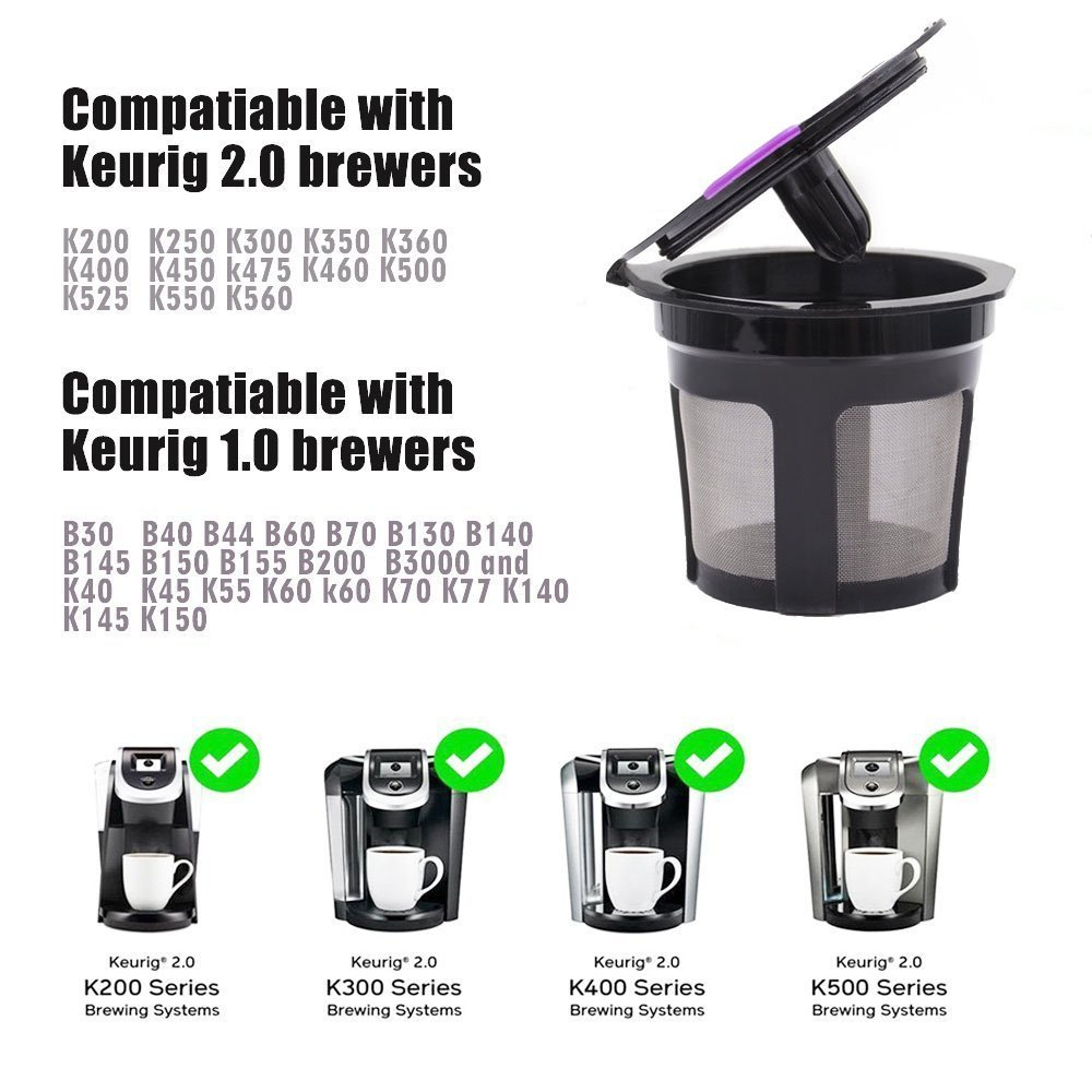 3Pcs/4pcs/6pcsset Coffee Pod Filters Compatible Keurig 1.0&2.0 K Cup Coffee system Reusable Coffee Filter With A Coffee Spoon